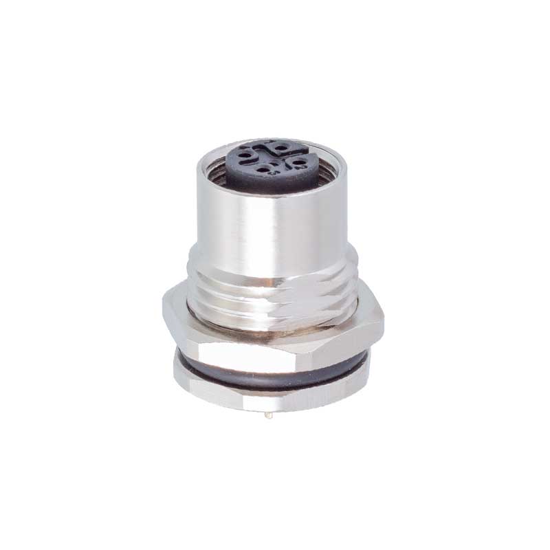 M12 8-Pin Female Receptacle, Rear Panel Mount